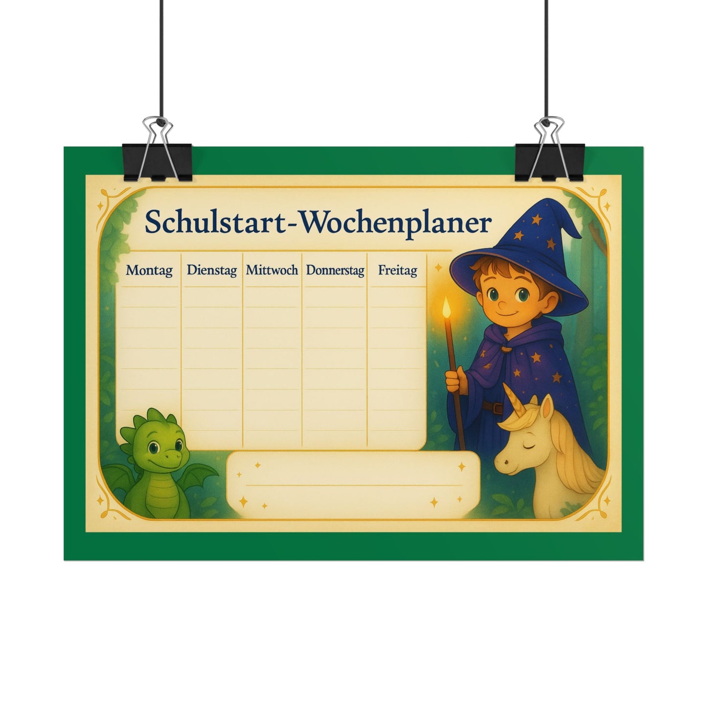 Kinder Wochenplaner Schule, Poster zum Schulstart, Wanddeko, Stundenplan