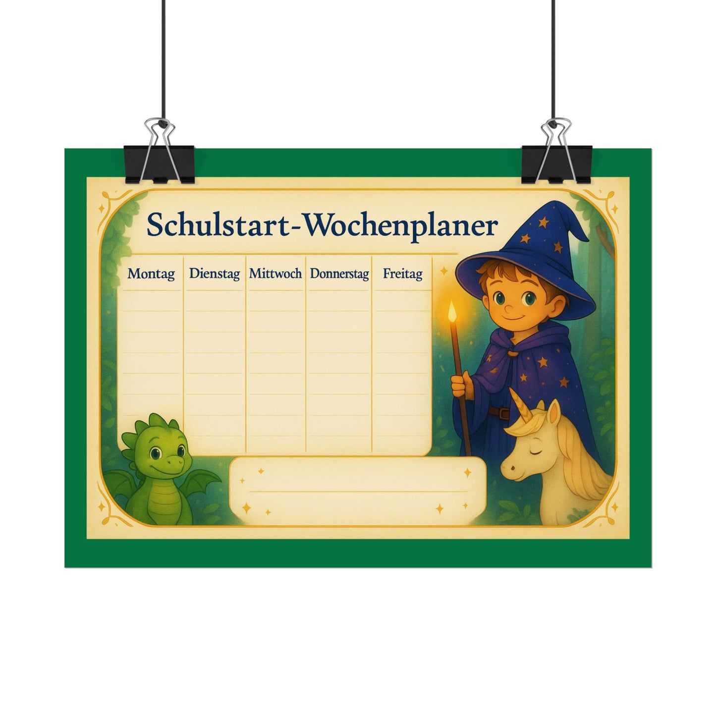 Kinder Wochenplaner Schule, Poster zum Schulstart, Wanddeko, Stundenplan