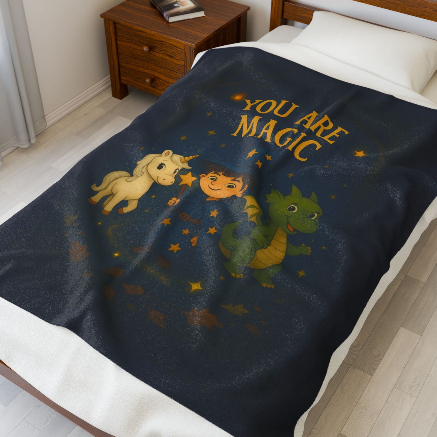 Magical Kids Blanket – You Are Magic | Unicorn, Wizard & Dragon Throw | Cozy Fantasy Gift for Children & Teens