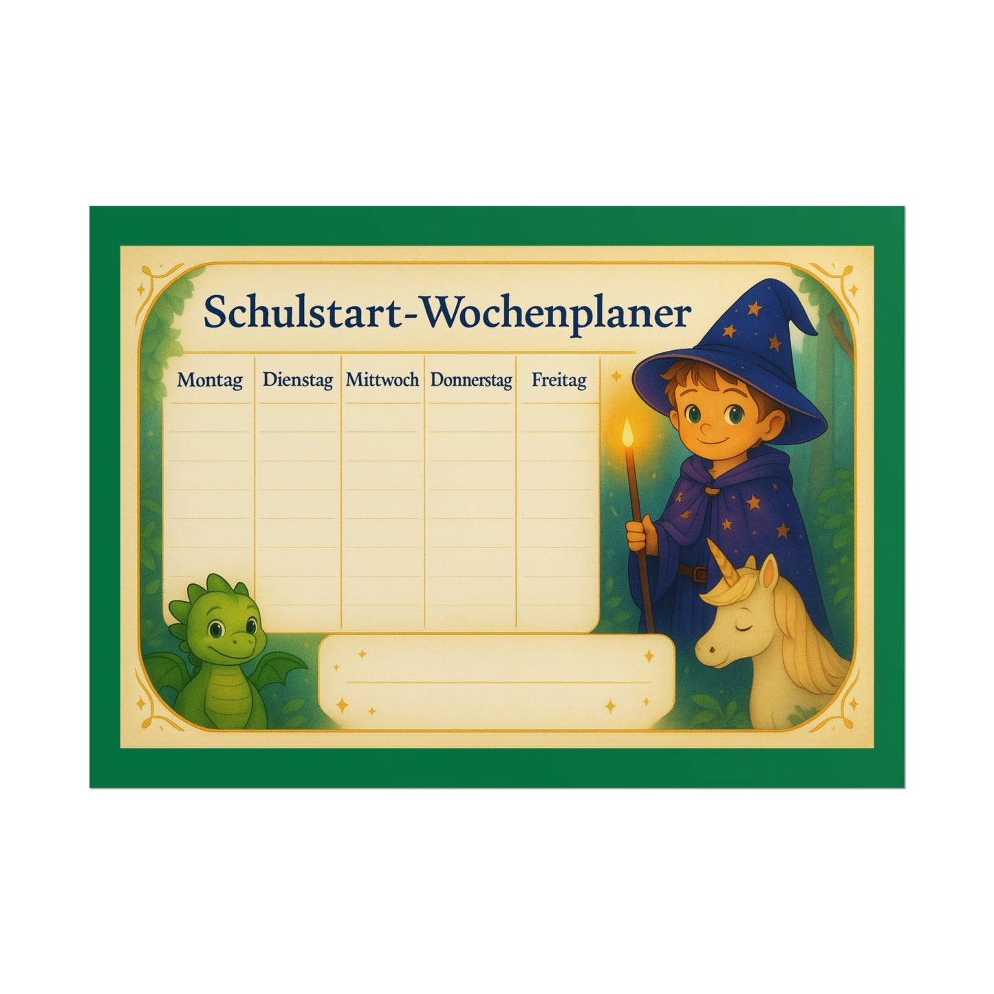 Kinder Wochenplaner Schule, Poster zum Schulstart, Wanddeko, Stundenplan