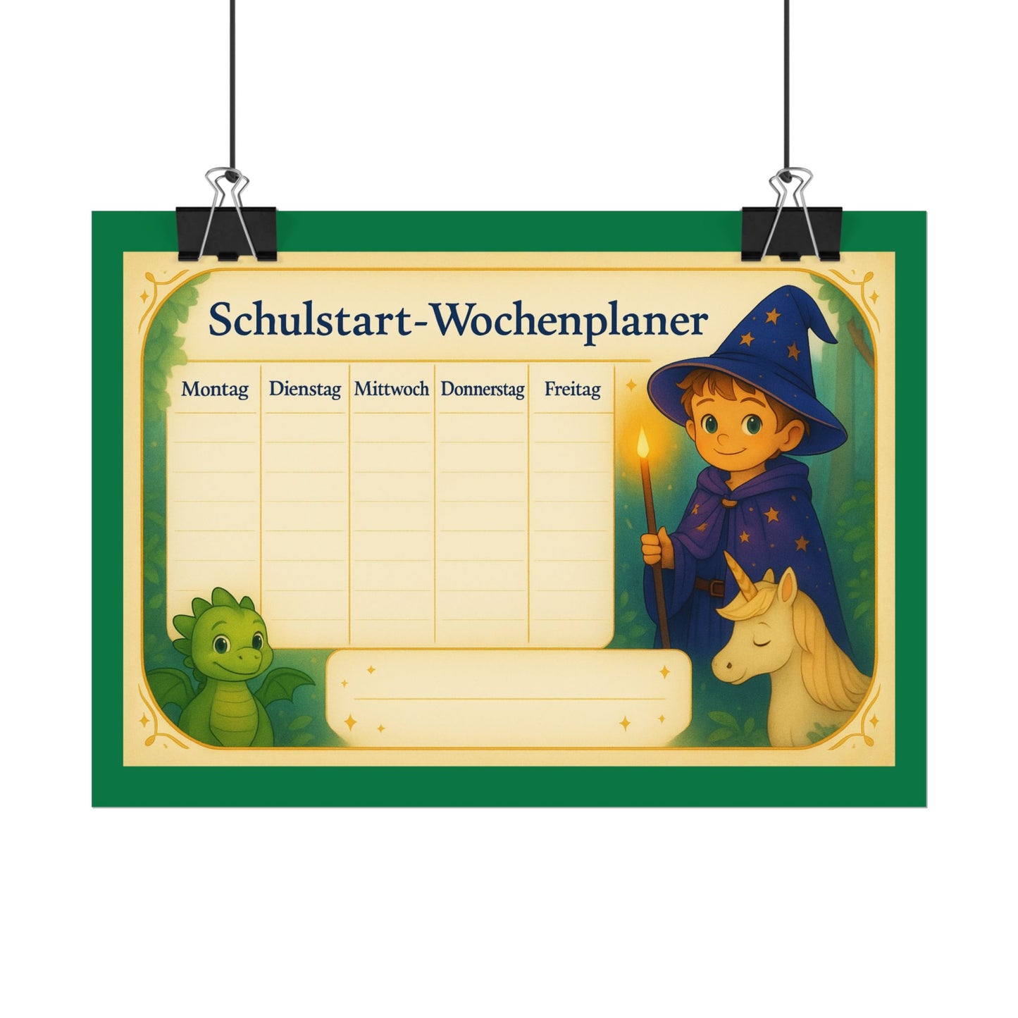 Kinder Wochenplaner Schule, Poster zum Schulstart, Wanddeko, Stundenplan