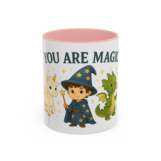 Magic Unicorn Coffee Mug, Wizard & Dragon Fantasy Gift, 11oz, You Are Magic Cup, Kids Tea Mug